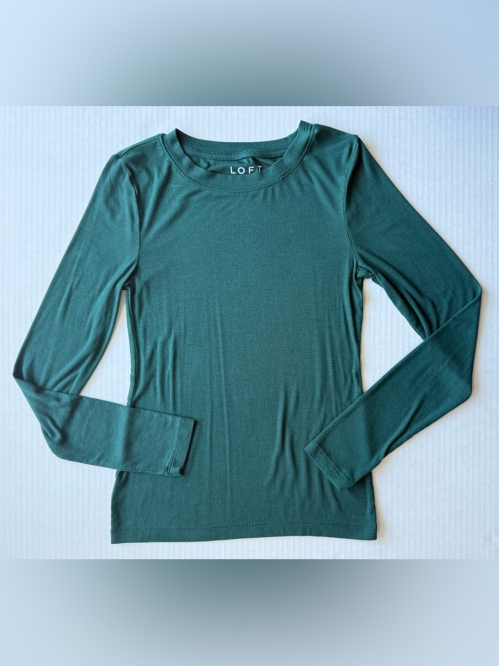 LOFT Long Sleeve Crew Neck Tee Deep Spruce Green Size S